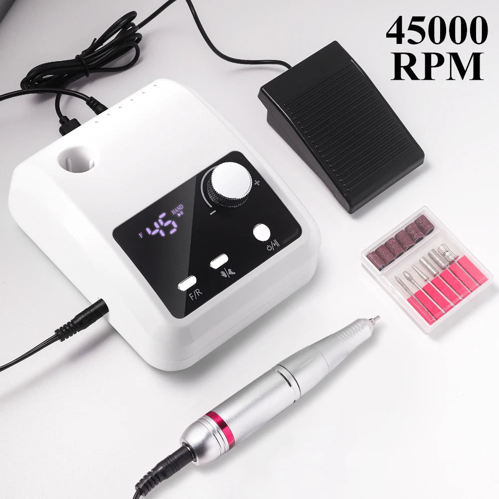 45000RPM Nail Drill Machine Professional Nail Lathe with Large LCD Screen Smart Electric Manicure Polisher Nail Art Tools    Home Decor Supply | Online Retail | ShoreShopper.com