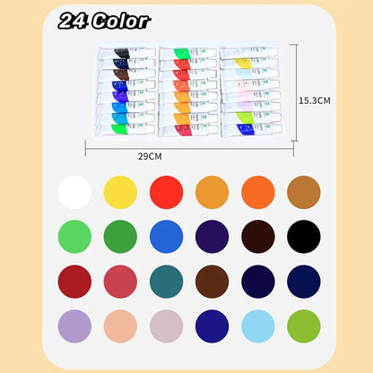 Acrylic Paint Set 12/18/24/36 Colors 12ml Tubes Non-Toxic Waterproof Art Craft Paints for Artists Kids Beginners School Supplies    Home Decor Supply | Online Retail | ShoreShopper.com