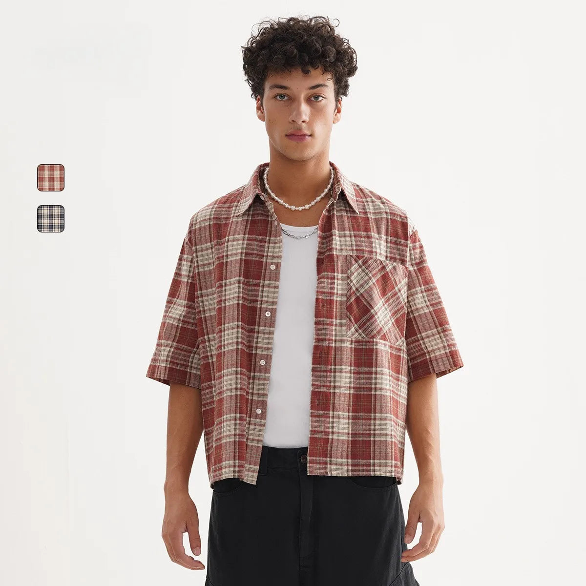 ‌Plaid Short Sleeve Shirt for Men‌ Casual Button Down,Lightweight Breathable Fabric,Trendy Streetwear,Summer Open Front Top    Home Decor Supply | Online Retail | ShoreShopper.com