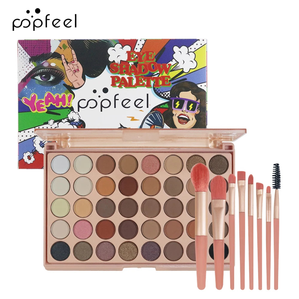 POPFEEL 40-Color Earth Tone & Pink Eyeshadow Palette – Versatile Shimmer, Matte, and Highlight Shades for Effortless Blending。 - ShoreCo.Shop