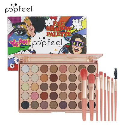 POPFEEL 40-Color Earth Tone & Pink Eyeshadow Palette – Versatile Shimmer, Matte, and Highlight Shades for Effortless Blending。 - ShoreCo.Shop