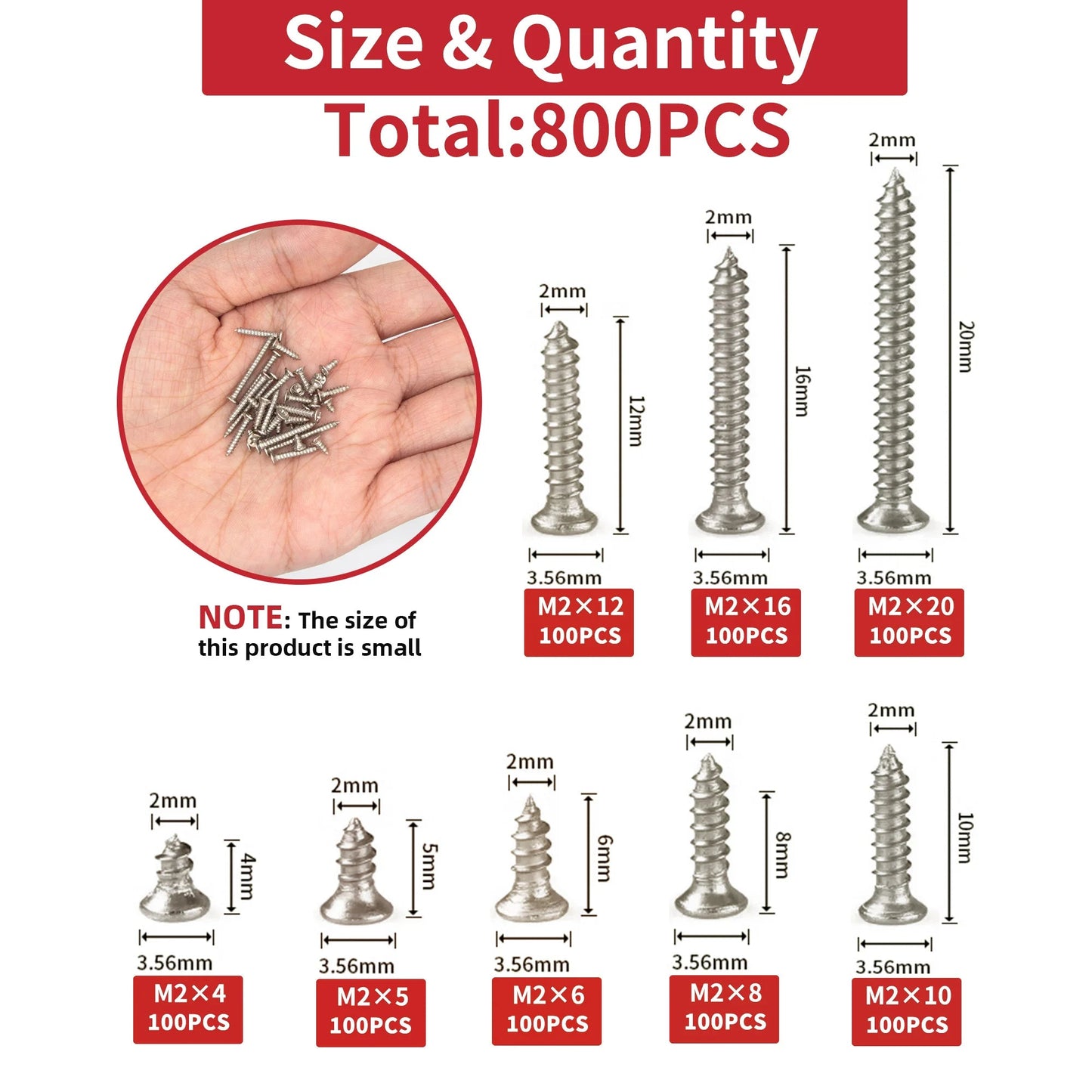 800pcs M2 Self Tapping Screw Assortment Kit Tapping Screw Assortment Kit Lock Nut Wood Thread Nail Screw Sets Self Lock Nut Wood    Home Decor Supply | Online Retail | ShoreShopper.com