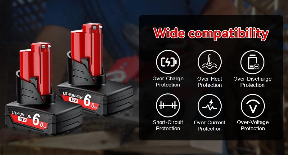 For Milwaukee 12V Tool Battery For Milwaukee M12 6000mAh Lithium Battery Impact Wrench Drill Power Tools Battery    Home Decor Supply | Online Retail | ShoreShopper.com
