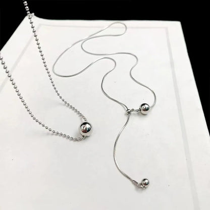 Personality Design Silver Color Stainless Steel Beaded Ball Pendant Necklace for Women Double Layer Hip Hop Rock Chokers Jewelry    Home Decor Supply | Online Retail | ShoreShopper.com