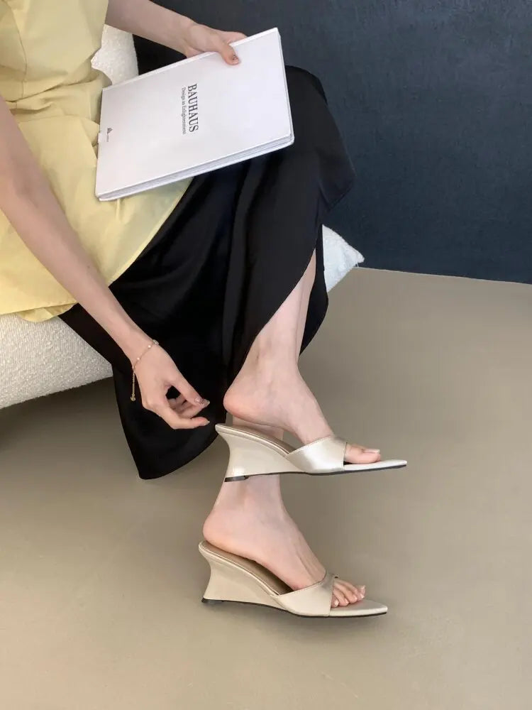 Women's Slippers Fashion 2026 Summer Elegant High Heels Outdoor Banquet Wedge Heel Pointed Toe Girls Women's Shoes 2018    Your Coastal Marketplace | Shoreshopper.com