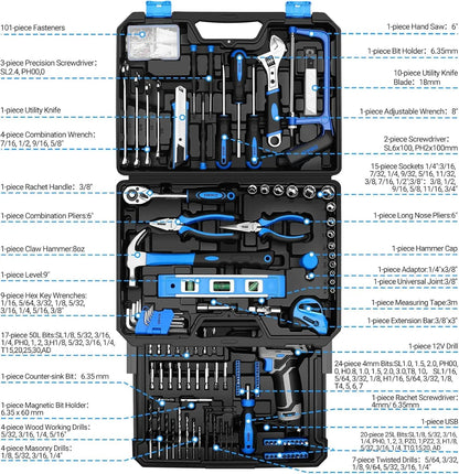 DEKO Home Mechanic Toolbox with 12V Power Cordless Drill Hand Repair Tools Sets Combo Kits Storage Organizer Drawer Case    Home Decor Supply | Online Retail | ShoreShopper.com