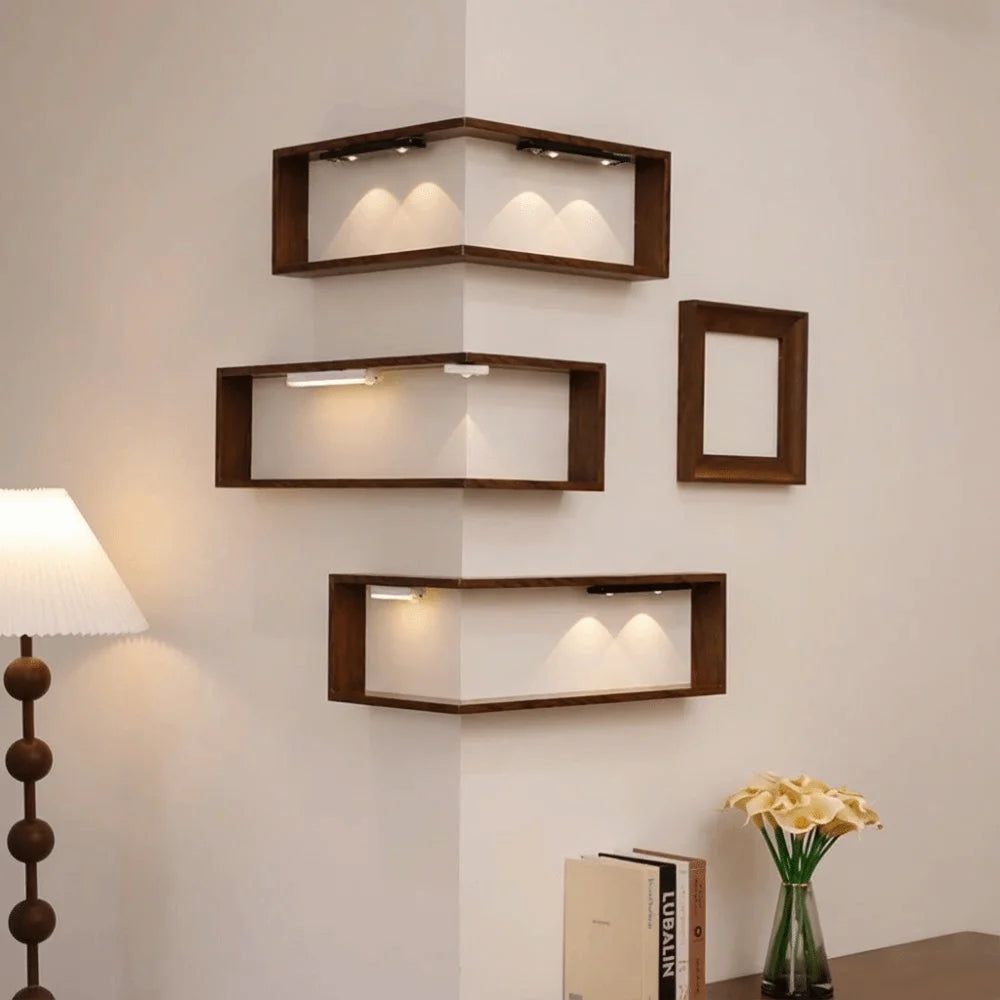Space Saving 90 Degree Corner Wall Shelf Floating Shelf Suspended Wooden Display Shelf Wall Mounted Corner Bookshelf Home    Home Decor Supply | Online Retail | ShoreShopper.com