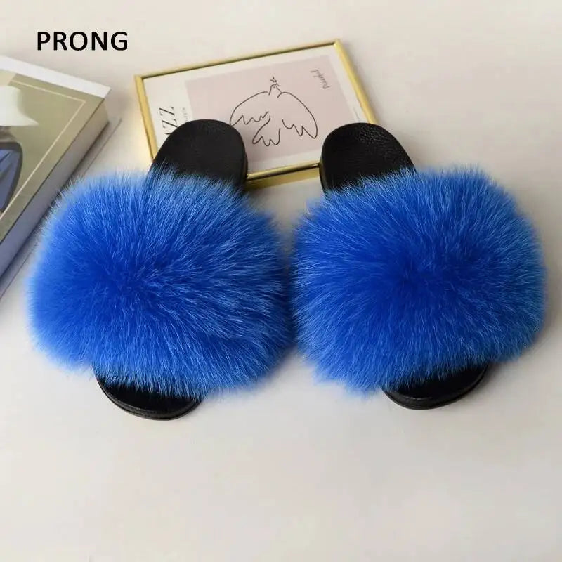 Summer Women Fur Slides Fluffy Furry Slippers Indoor Fuzzy Flip Flops Casual Outdoor Flat Ladies Fur Sandals Plush House Shoes - ShoreCo.Shop