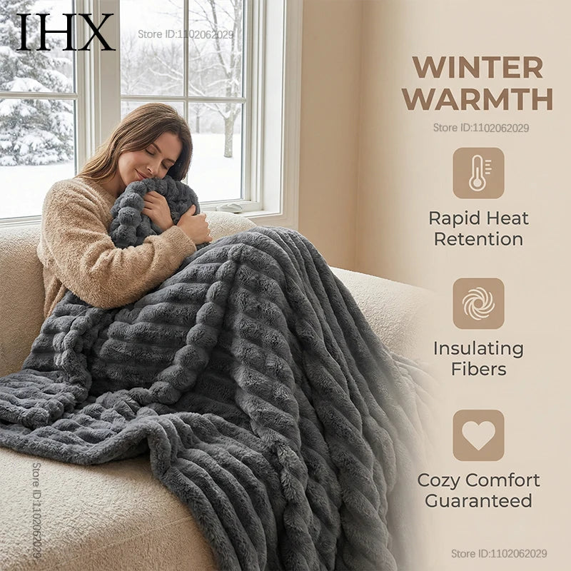 IHX Solid Color Imitation Rabbit Plush Milk Plush Thickened Thermal Leisure Home Blanket Office Nap Blanket, Custom Blanket Size    Your Coastal Marketplace | Shoreshopper.com