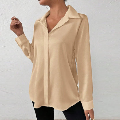 Women Long Sleeve Silk Shirt Female Fashion Turn Down Collar Button Blouse Women Elegant Satin Tops Office Lady Shirt    Your Coastal Marketplace | Shoreshopper.com