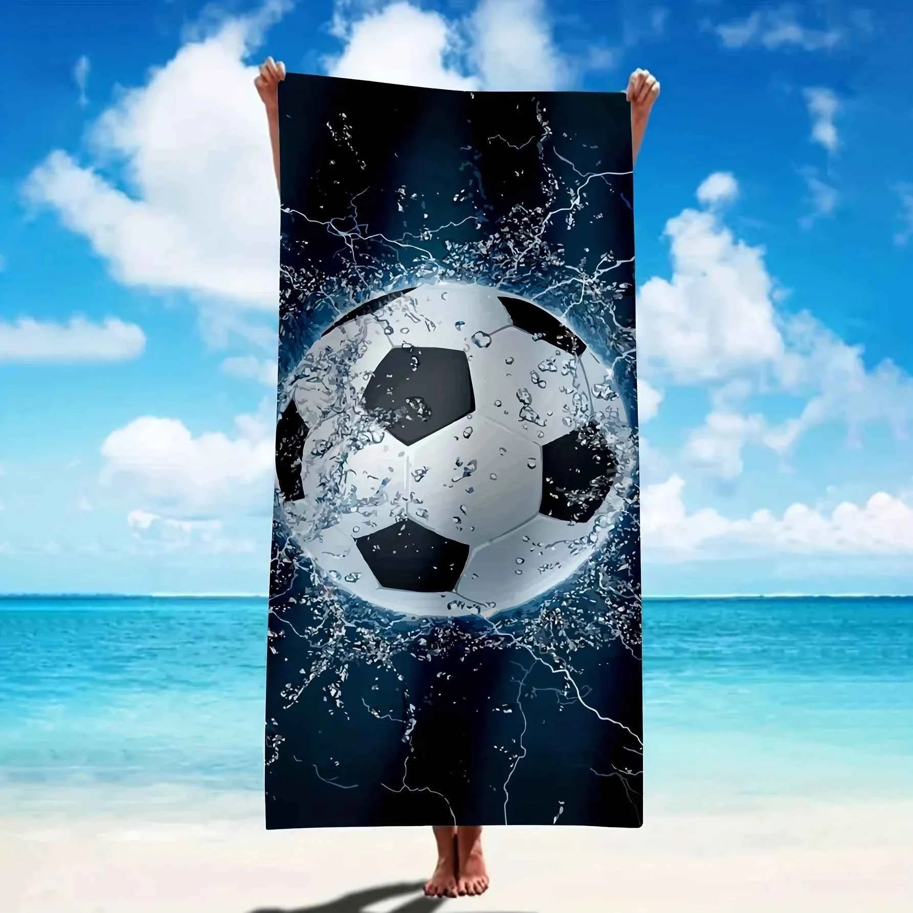 Soccer-Themed Beach Towel: Splash into Fun! Suitable for towels, bath towels, beach towels