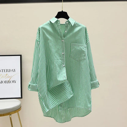 Striped Shirt Women Shirts Summer Autumn Fashion Female Office Lady Loose Blouse Long Sleeve Sun Protection Tops Casual Shirts    Your Coastal Marketplace | Shoreshopper.com