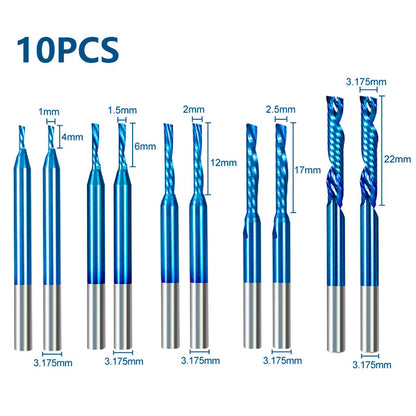 XCAN10pcs Single Flute Carbide End Mill 1/8'' Shank O Flute Spiral CNC Router Bit Cutter 1/1.5/2/2.5/3.175mm Wood Milling Tools    Home Decor Supply | Online Retail | ShoreShopper.com