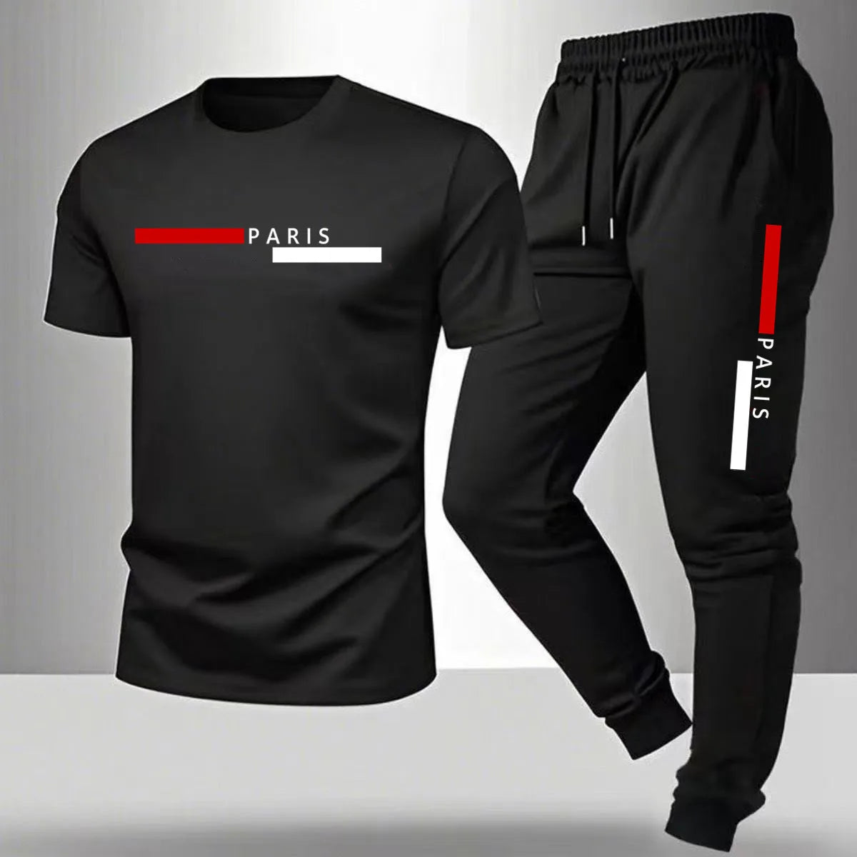 2026 NEW Men's Summer Casual Pants+Short Sleeve T-shirt Set Paris Paris Paris Printed Two Piece Set Men's Sports Set    Home Decor Supply | Online Retail | ShoreShopper.com