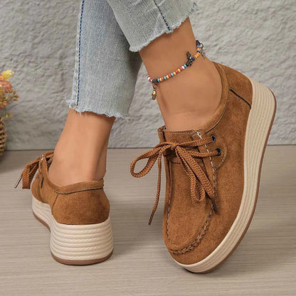 Women's Sports Shoes Spring Autumn Fashion Platform Sneakers Lace-up Round Toe Wedges Casual Comfortable Women's Shoes