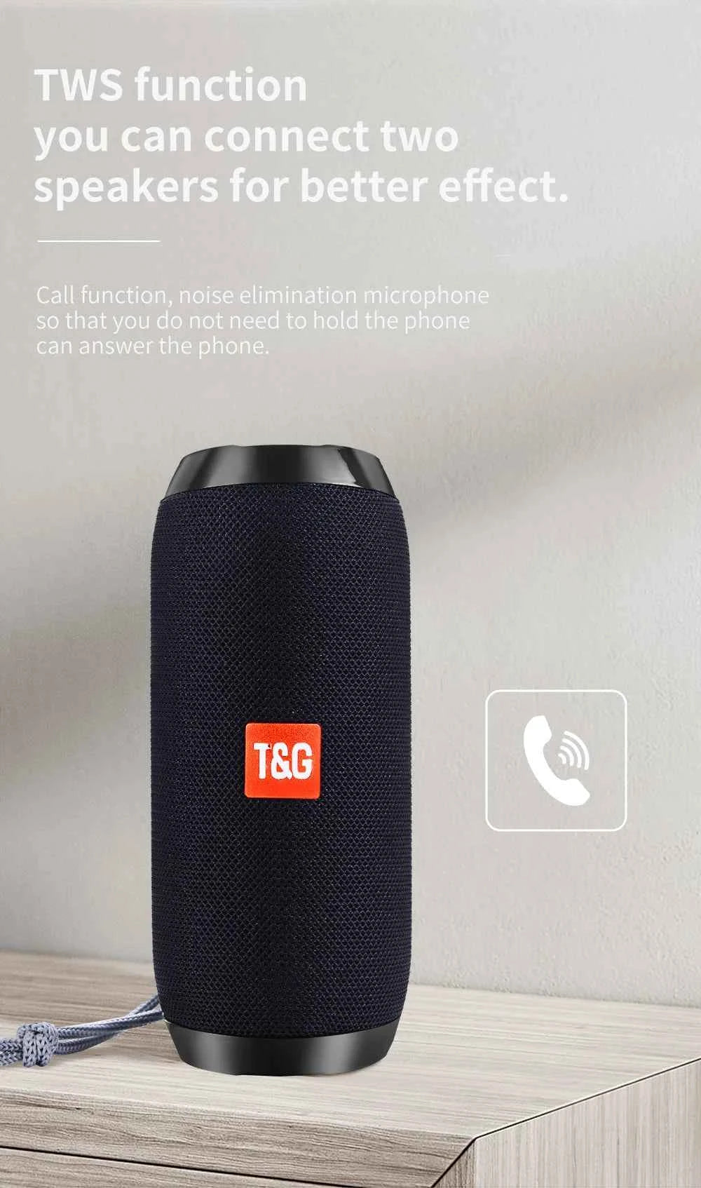 Bluetooth Speaker T&G TG117 Portable TWS Sound Box Waterproof Loudspeaker Outdoor Stereo Surround Speakers Support TF FM Radio
