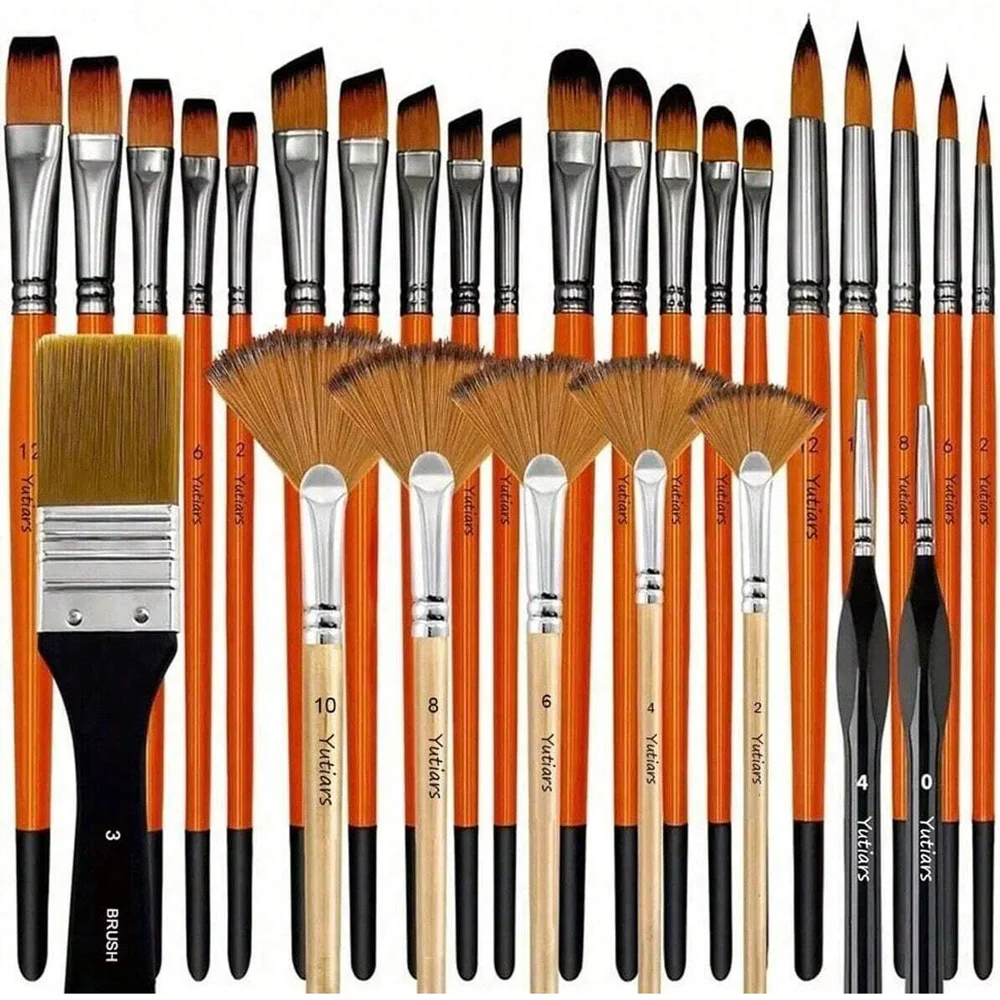 32-Piece Deluxe Multi-Purpose Art Paintbrush Set, Professional Fine Artist Wood Handle Brushes for Acrylic, Oil, Watercolor Pain    Home Decor Supply | Online Retail | ShoreShopper.com