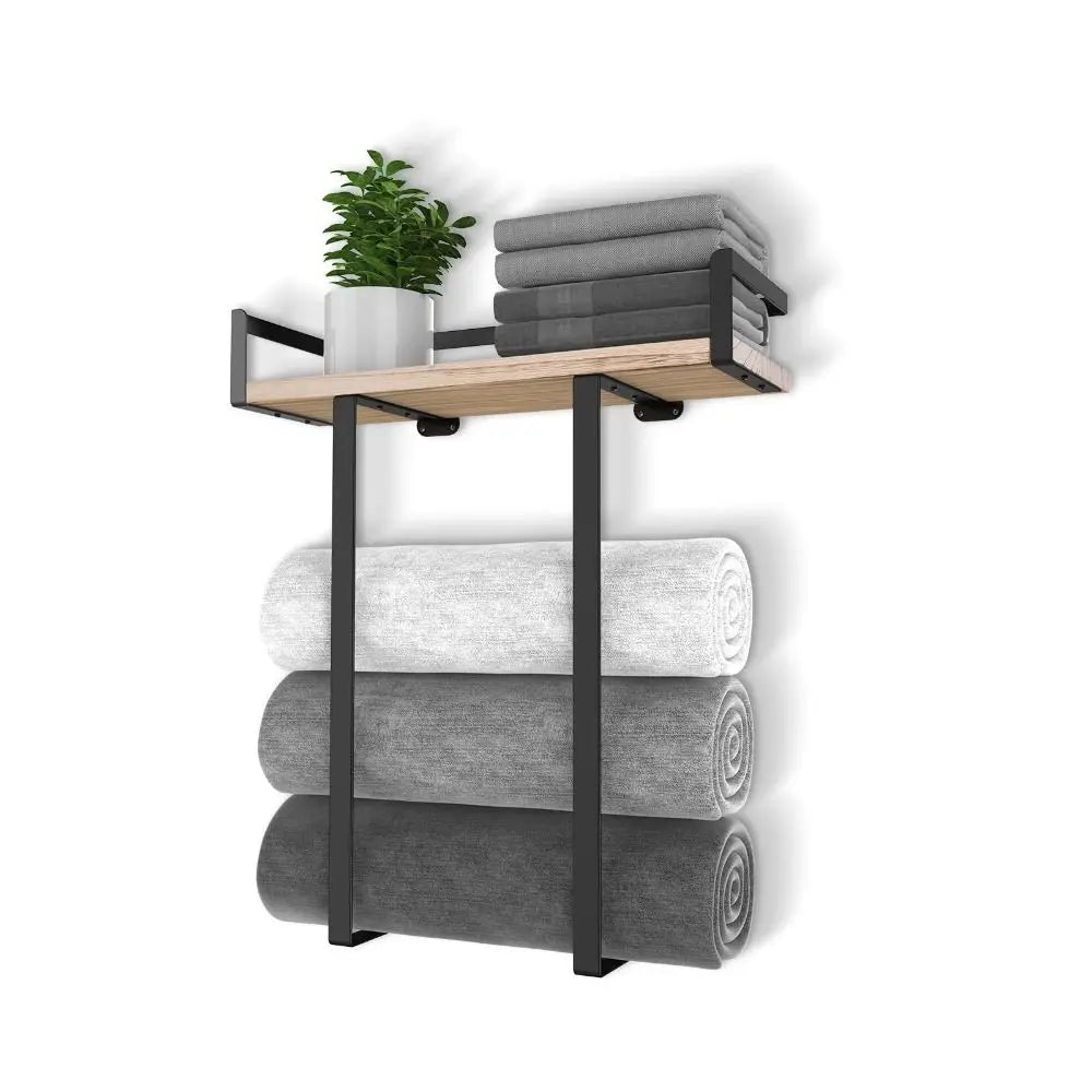 Wood and Iron Bathroom Shelf Rectangle Shape Rust Proof Shower Shelf Large Capacity Space Saving Wall Mounted Shelf    Home Decor Supply | Online Retail | ShoreShopper.com