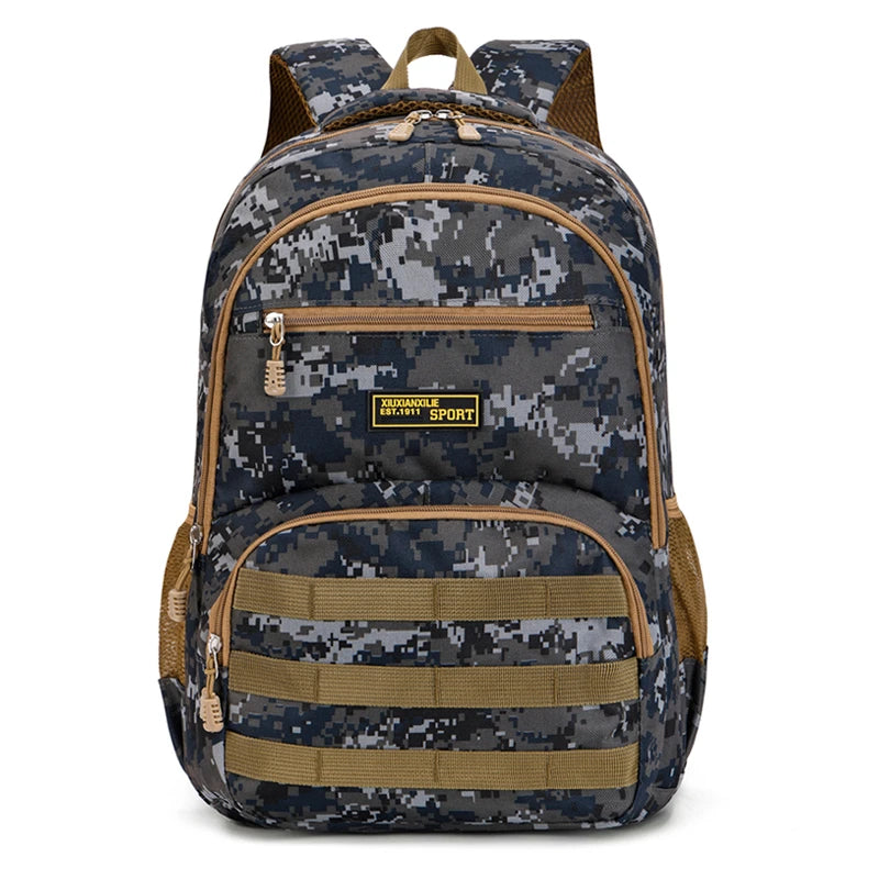 Camouflage large-capacity backpack - adjustable shoulder strap, outdoor theme style, zipper closure, ideal for hiking - ShoreCo.Shop