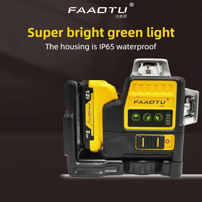 FAAOTU DW089LG 12 Lines 3 Sides 360 Degree Vertical 12V Lithium Battery Laser Level Horizontal Green Meter Outdoor - ShoreCo.Shop