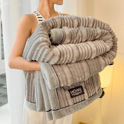 New Rabbit Plush Winter Thick Warm Coral Fleece Blanket Solid Color Double-Sided Cover Blanket Suitable Bedroom Supplies    Your Coastal Marketplace | Shoreshopper.com