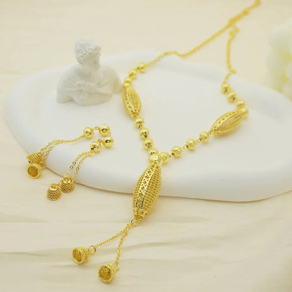 24K gold-plated two-piece jewelry set, Dubai jewelry, India, twisted geometric necklace earrings, bridal party gift    Home Decor Supply | Online Retail | ShoreShopper.com