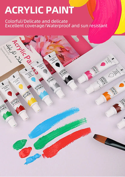 12 Color Acrylic Paint Set 9ml Tubes Waterproof Art Supplies for Beginner Artists DIY Painting on Canvas Wall Art Craft Projects    Home Decor Supply | Online Retail | ShoreShopper.com