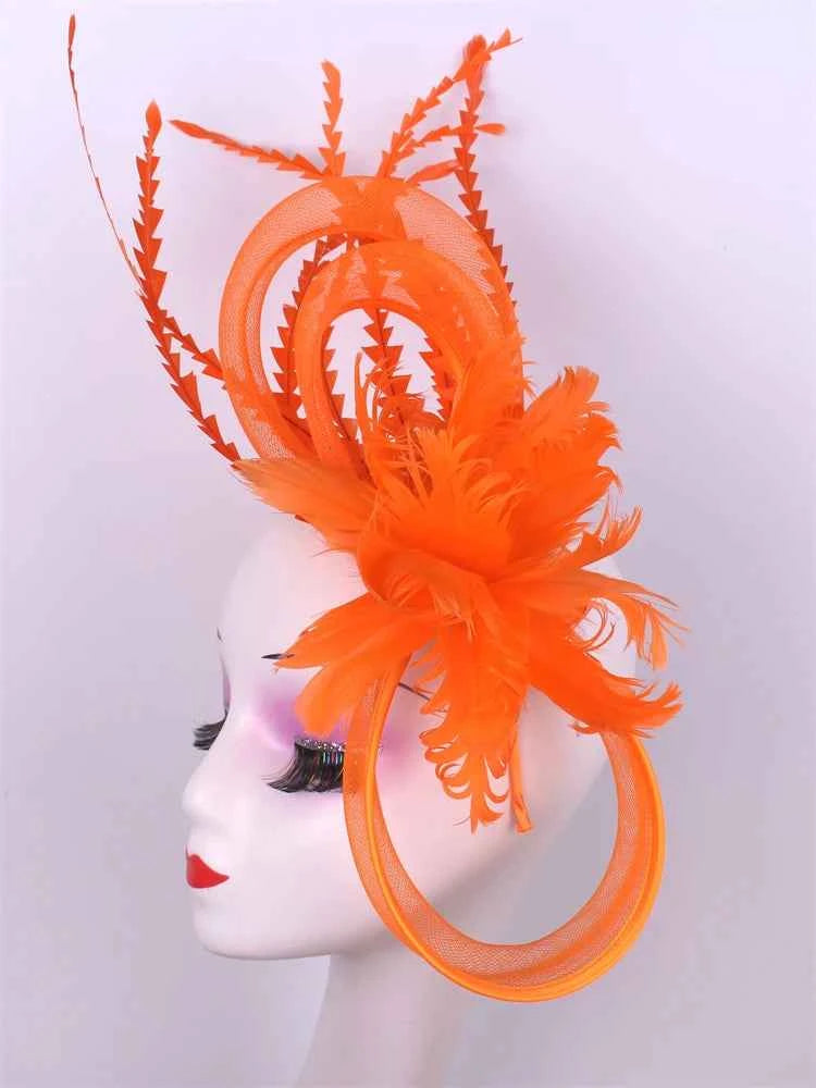 Light blue feather headwear, women's formal event Derby headwear, elegant ladies' hat, fashionable wedding headwear hat