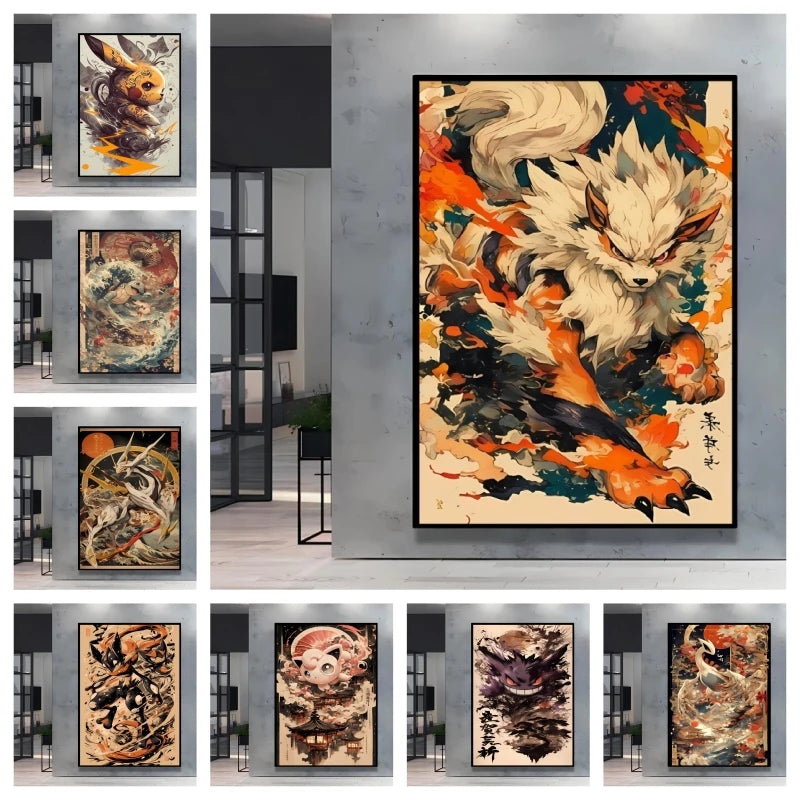 High Quality Pokemon Arcanine Pikachu Wall Painting with Unique Designs and Gorgeous Colors Adding A Touch of Brightness To Wall    Home Decor Supply | Online Retail | ShoreShopper.com