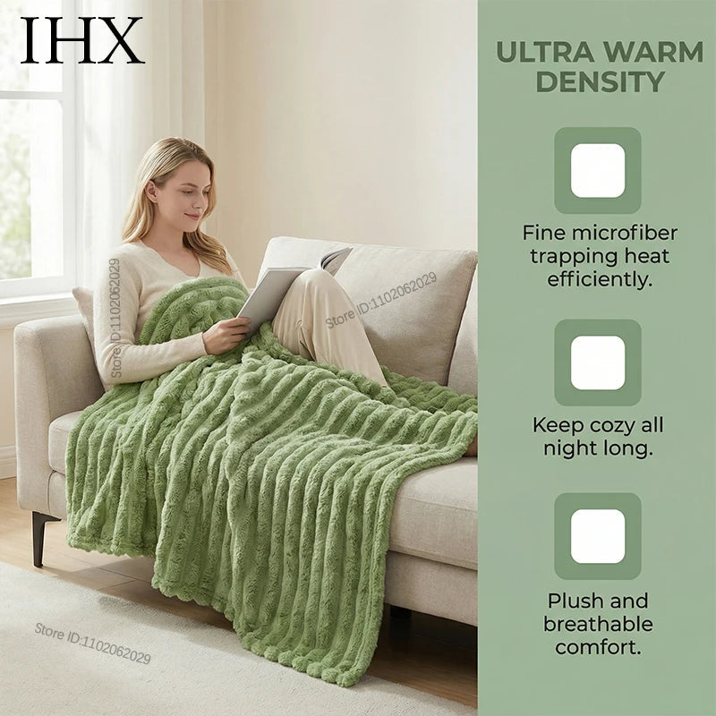 IHX Solid Color Imitation Rabbit Plush Milk Plush Thickened Thermal Leisure Home Blanket Office Nap Blanket, Custom Blanket Size    Your Coastal Marketplace | Shoreshopper.com