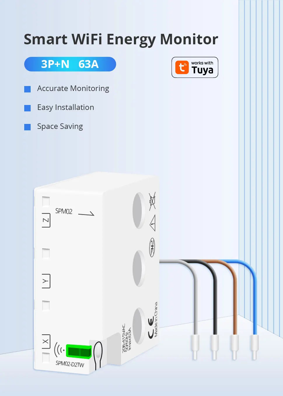 Smart 3-Phase 4-Wire Wifi Power Monitor 63A Bidirectional Solar Energy Meter w/ Tuya App Control - ShoreCo.Shop