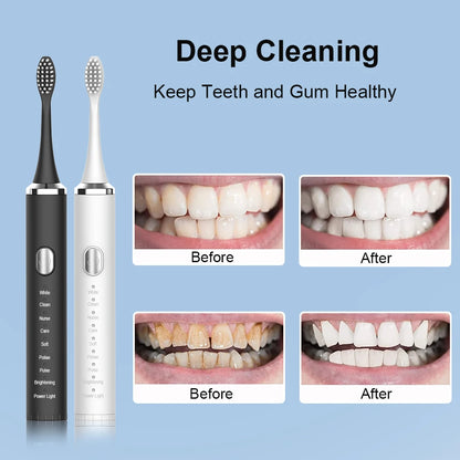Electric Toothbrush Sonic Electric Toothbrush For Teeth Brushes Vibration Dental Tooth Cleaner USB Rechargeable Tooth Brush Case - ShoreCo.Shop