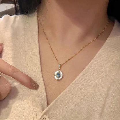 Classic blue jewelry sets dreamy aquamarine gem White Fritillaria ring necklace High quality palace style retro wedding gift    Home Decor Supply | Online Retail | ShoreShopper.com
