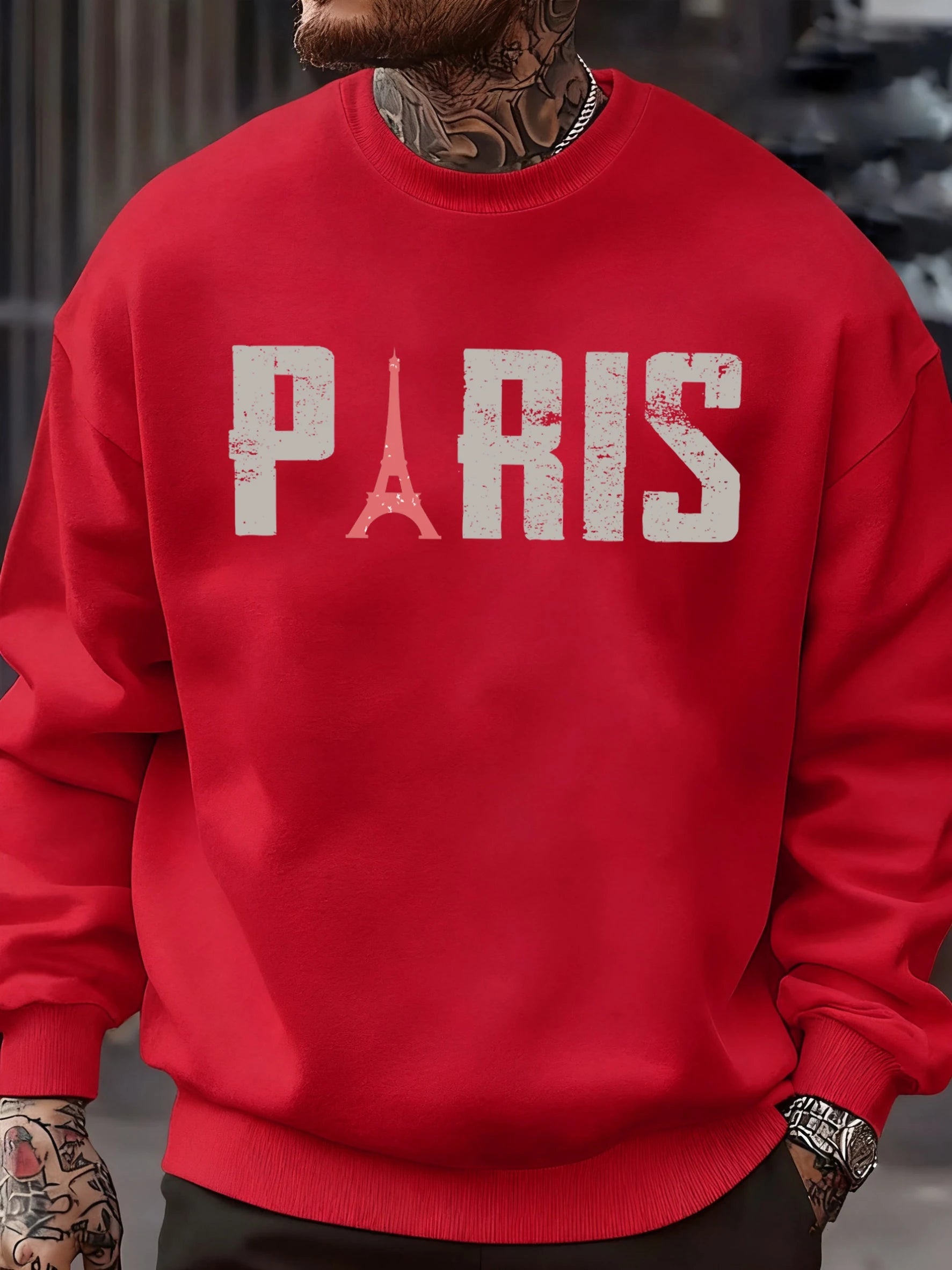 Famous Paris Tower Pattern Sweatshirt Men O-Neck Clothes Autumn Fleece Retro Pullover Loose Unisex Colour Fashion Streetwear    Home Decor Supply | Online Retail | ShoreShopper.com