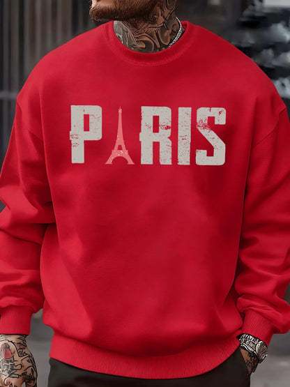Famous Paris Tower Pattern Sweatshirt Men O-Neck Clothes Autumn Fleece Retro Pullover Loose Unisex Colour Fashion Streetwear    Home Decor Supply | Online Retail | ShoreShopper.com