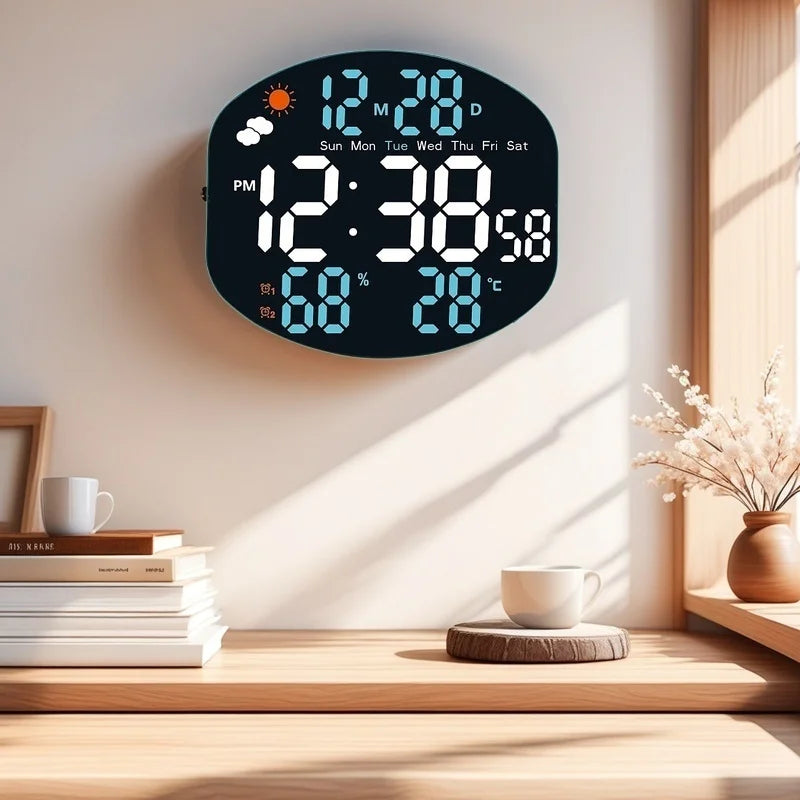 Large Digital Wall Clock Weather Station Forecast TEMP Humidity Date Week Night Mode Table Clock 2 Alarm 12/24H LED Alarm Clock    Home Decor Supply | Online Retail | ShoreShopper.com