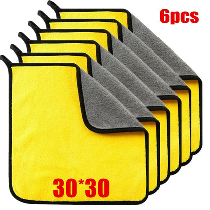 1/2/6pcs Microfiber Cleaning Towel Thicken Soft Drying Cloth Car Body Washing Towels Double Layer Clean Rags Car Accessories    Home Decor Supply | Online Retail | ShoreShopper.com