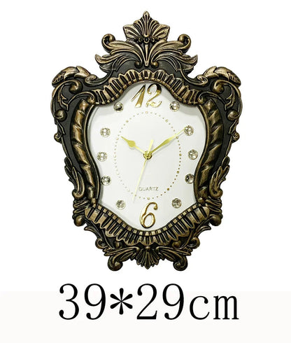 14" Vintage European Court elegance classical Style Wall Clock with Electroplated Black Gold/Silver & Roman Numerals for bedroom    Home Decor Supply | Online Retail | ShoreShopper.com