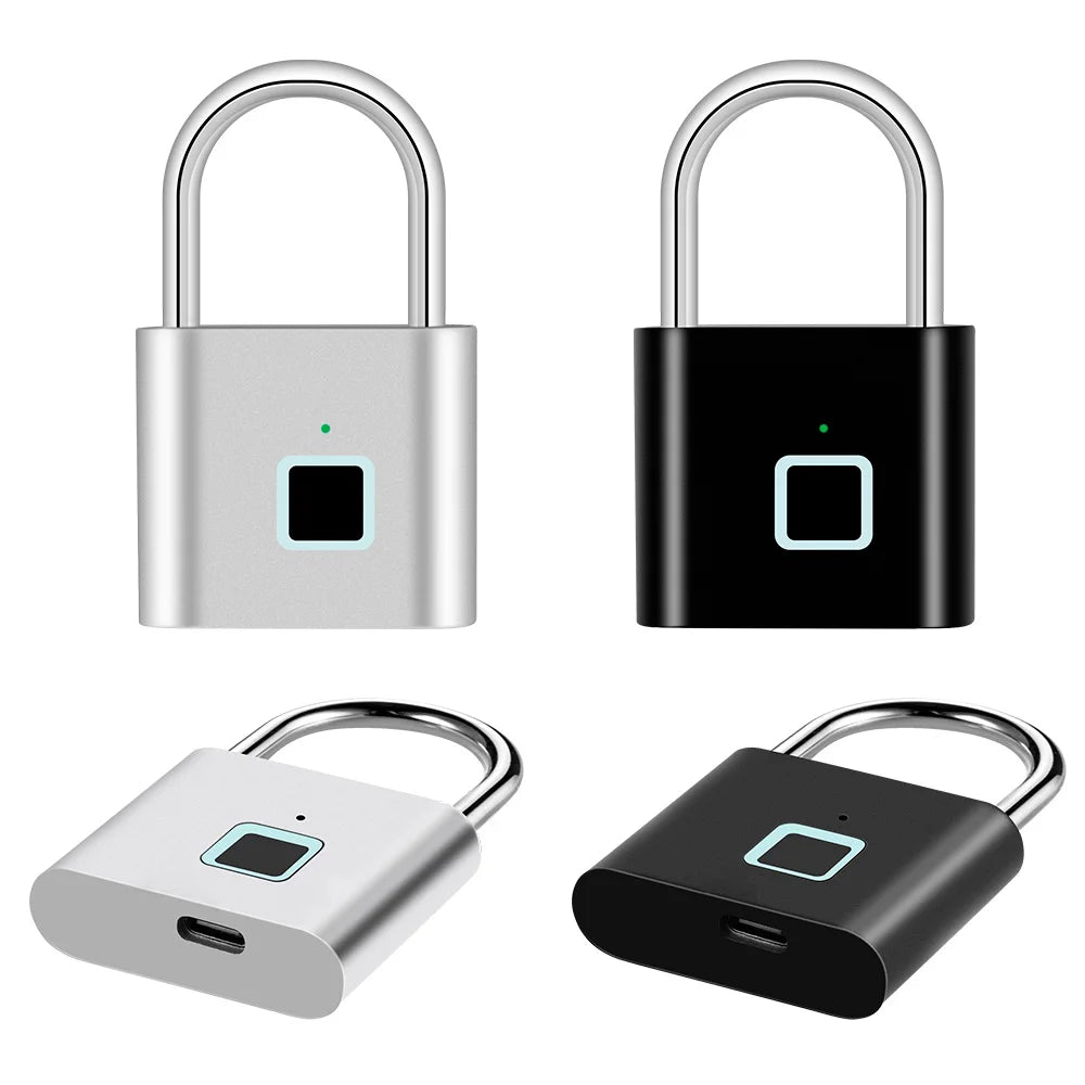 KERUI Smart Fingerprint Padlock Waterproof Fingerprint Keyless Door Lock Type C Rechargeable Security Padlock for House - ShoreCo.Shop