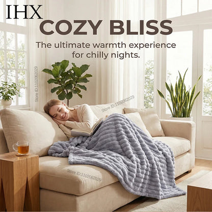 IHX Solid Color Imitation Rabbit Plush Milk Plush Thickened Thermal Leisure Home Blanket Office Nap Blanket, Custom Blanket Size    Your Coastal Marketplace | Shoreshopper.com