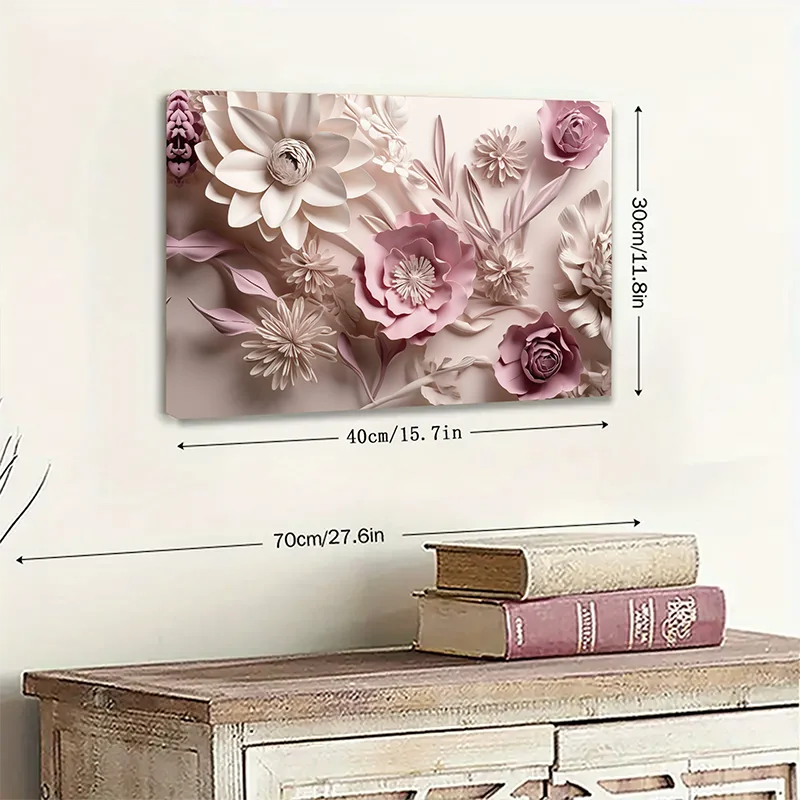 Charming Pink Floral Canvas Wall Art with Wooden Frame - Ideal Home Decor for Bedroom, Living Room & Office    Home Decor Supply | Online Retail | ShoreShopper.com