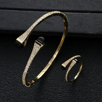 New jerseis Women's Fashion 2 Pcs Bracelet & Ring Set مجموعات المجوهرات Resin Simple Design Gold Open Cuff Bangle Jewelry Set    Home Decor Supply | Online Retail | ShoreShopper.com