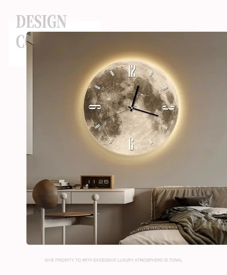 16 Inch Fashions Wall Clock Dining Room Living Moon The Earth Modelling LED Light Silent Movement Bedroom Clock Wall Decoration    Home Decor Supply | Online Retail | ShoreShopper.com