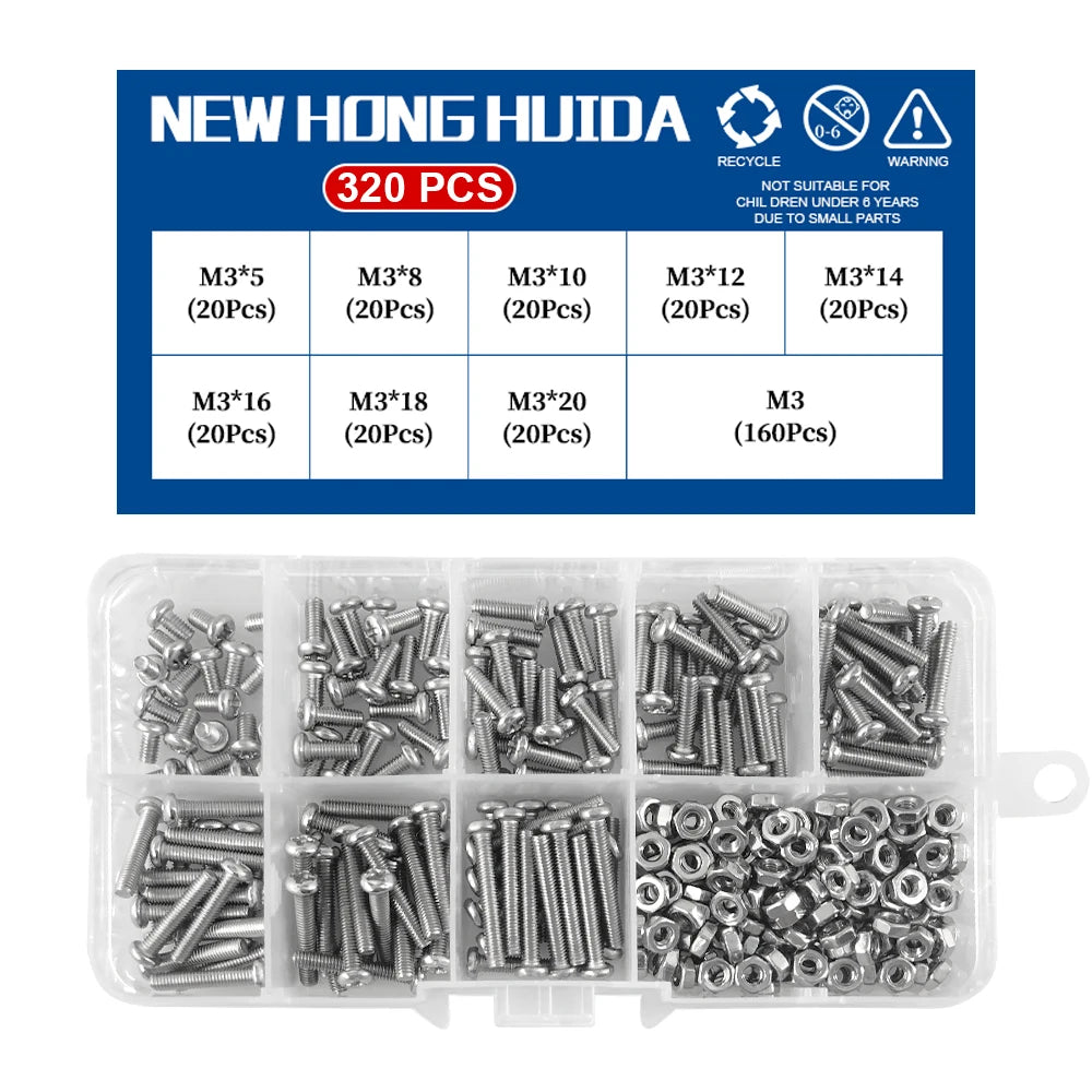 M1 M1.2 M1.4 M1.6 M2.5 M3 304 Stainless Steel Round Head Cross Small Screw Set Metric Thread Machine Bolt Assortment Kit Set    Home Decor Supply | Online Retail | ShoreShopper.com