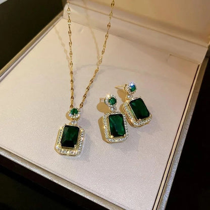 4PCS Sets Exquisite Quadrate Rhinestone Necklace Earrings Ring Jewelry Set Charm Ladies Jewelry Fashion Bridal Gifts    Home Decor Supply | Online Retail | ShoreShopper.com