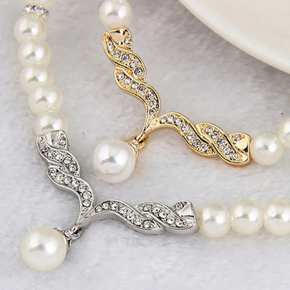 Women's 2 Piece Jewelry Sets One Gold Color Necklace + 1 Pair Earrings Wedding Bridal Pearl Elegant Decoration Pendientes Gifts    Home Decor Supply | Online Retail | ShoreShopper.com