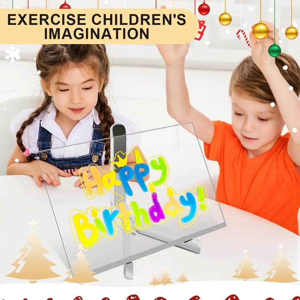 LED Note Board With Night Light 7 Colors Pen Acrylic Message Board DIY Children‘s Illuminated Drawing Board Kids Birthday Gift - ShoreCo.Shop