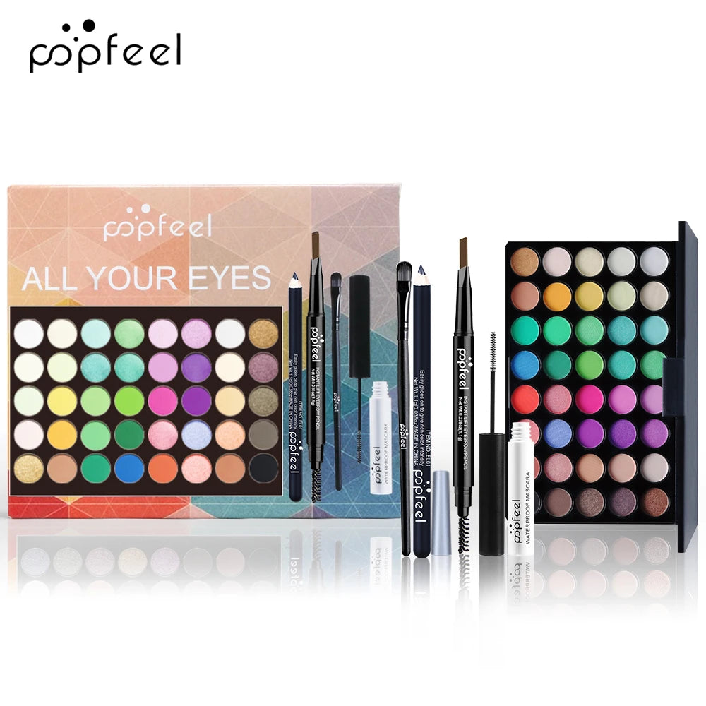 POPFEEL Eye Makeup Set, Eyeshadow Palette, Eyeliner, Mascara, Eyebrow Pencil, Makeup Tool Set Box, Gifts For Women - ShoreCo.Shop
