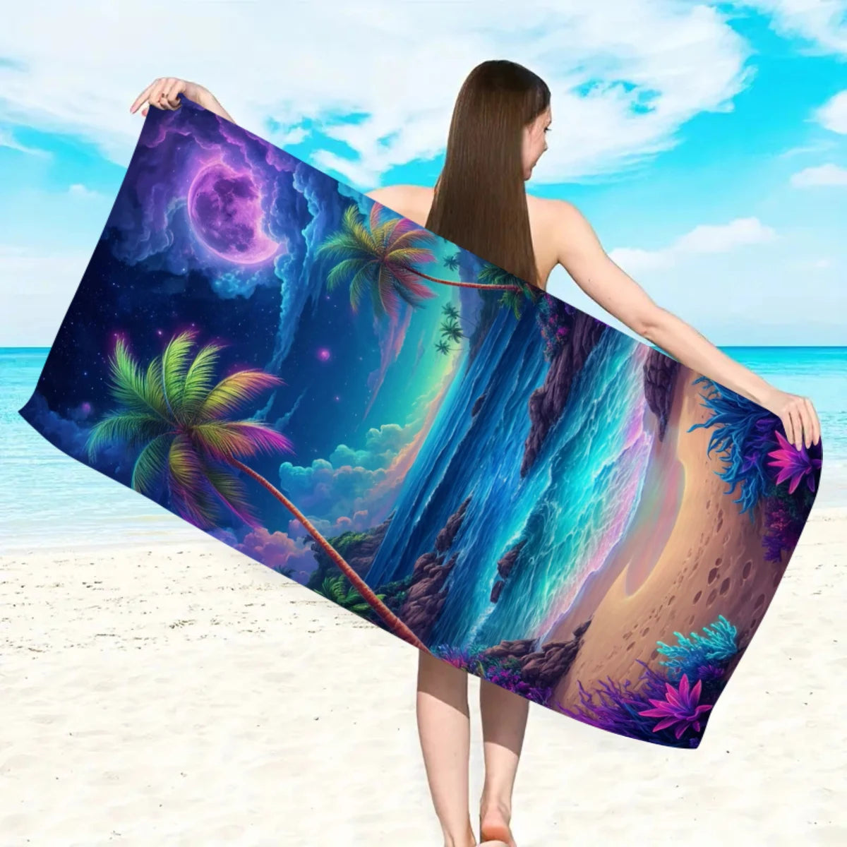 1pc tropical plant printed large beach towel, quick drying absorbent beach towel, swimming, vacation, camping beach towel    Your Coastal Marketplace | Shoreshopper.com