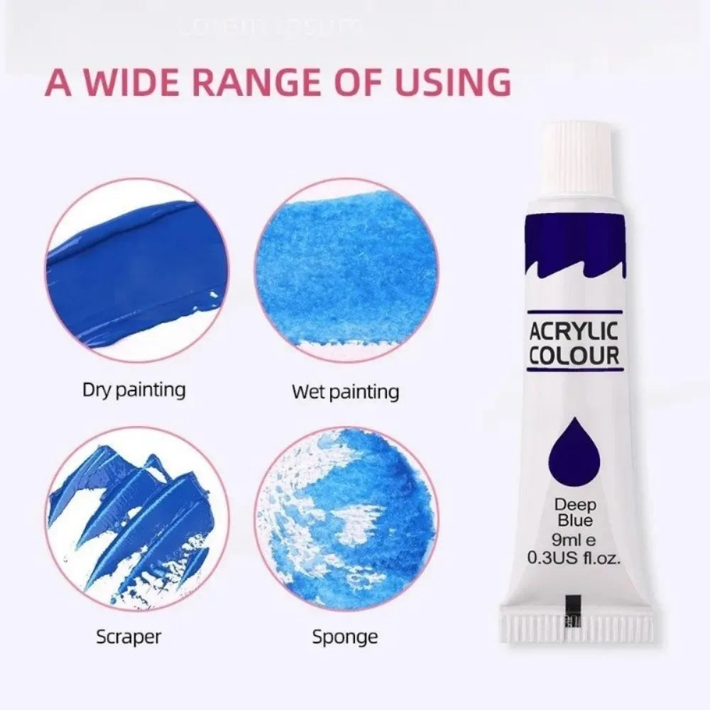 12 Color Acrylic Paint Set 9ml Tubes Waterproof Art Supplies for Beginner Artists DIY Painting on Canvas Wall Art Stationery    Home Decor Supply | Online Retail | ShoreShopper.com